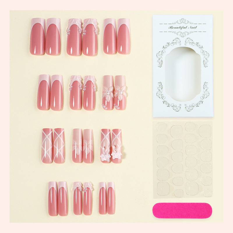 Elegant Press-On Nail Collection with Floral Accents Acalora
