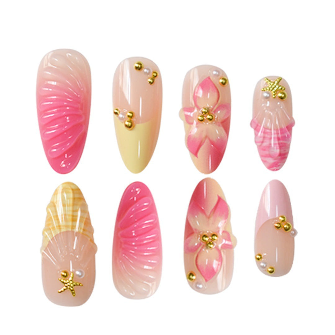 Artistic 3D Shell Press-On Nail Set Acalora