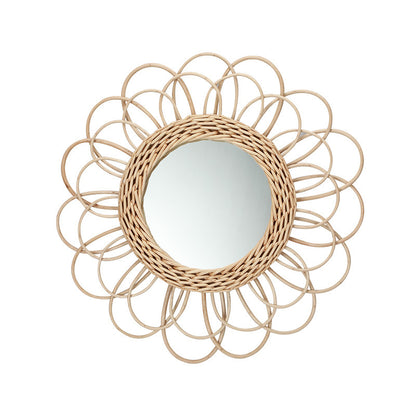 More Elegant Round Wall Mirror Made of Natural Rattan Acalora