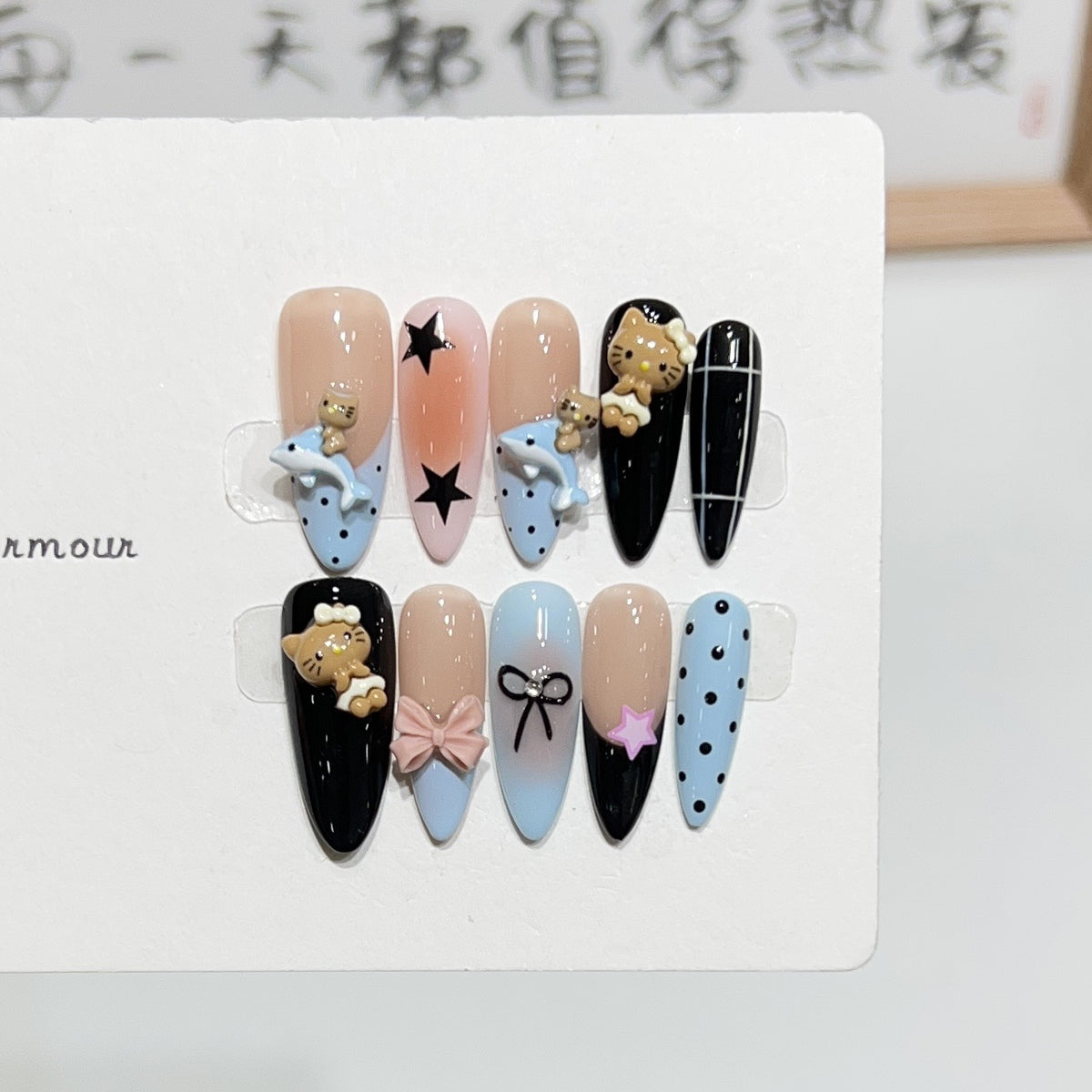 Reusable Stiletto Nail Art Set with Crystal Accents Acalora