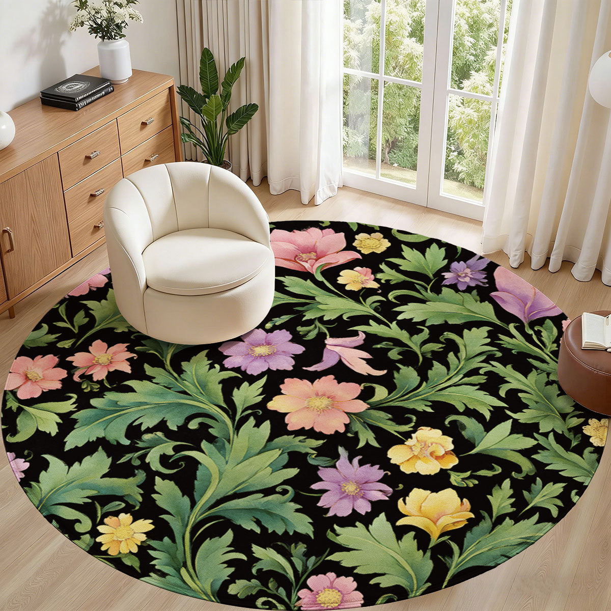 Unisex Floral Pattern Area Rug
