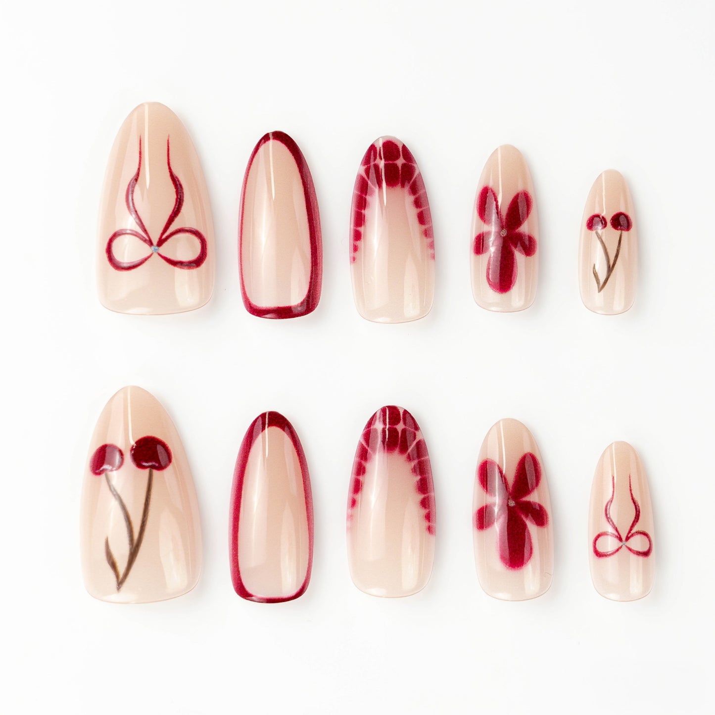 Artificial nails with floral design and elegant accents Acalora