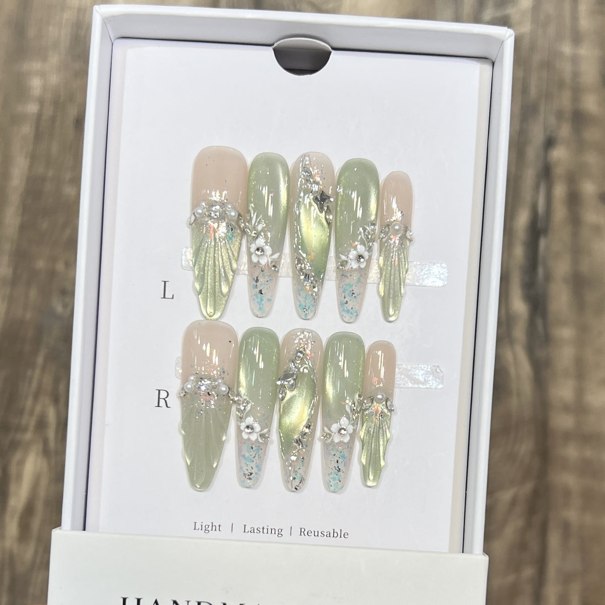 Floral Accented Stiletto Press-On Nails Acalora