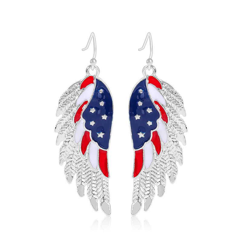 Women's lightweight star earrings with enamel flag design and fishhook Kalsten