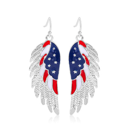 Women's lightweight star earrings with enamel flag design and fishhook Kalsten