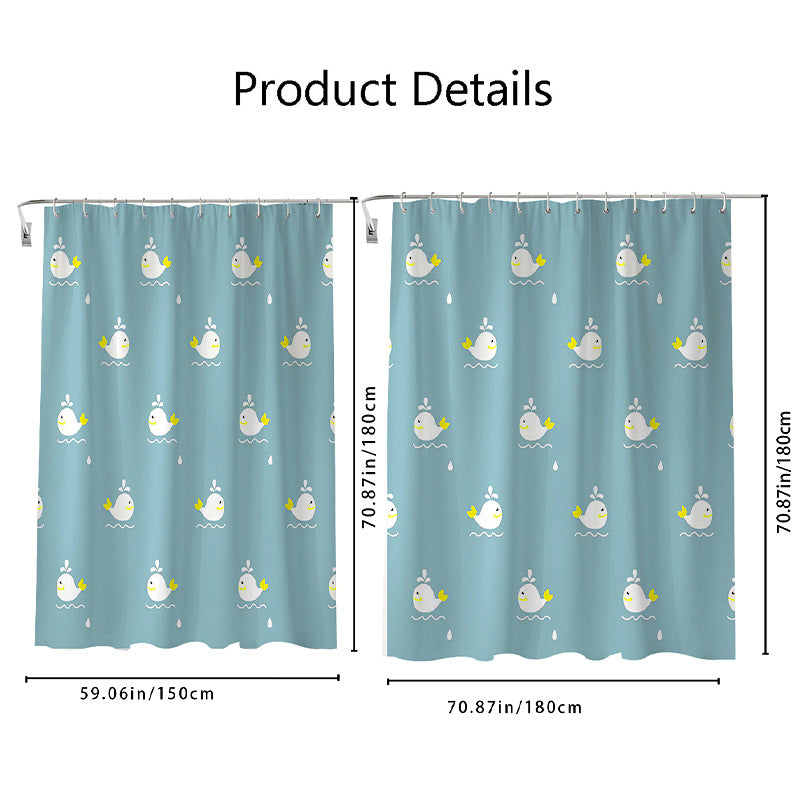 Playful Whale Theme Shower Curtain