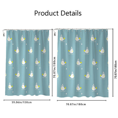 Playful Whale Theme Shower Curtain