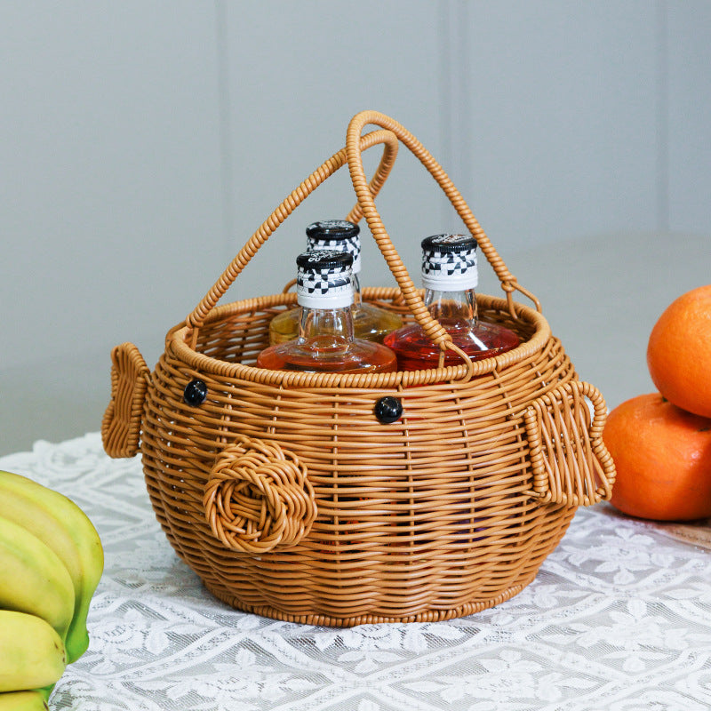 Decorative Animal-Shaped Woven Storage Basket Acalora