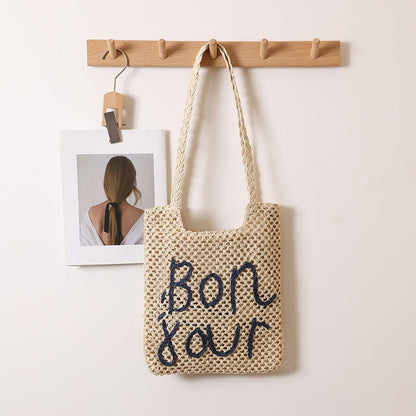 Women's Handmade Basket Bag with Fancy Lettering Karnz