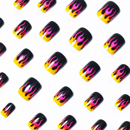 Creative Flame-Patterned Nail Art Acalora