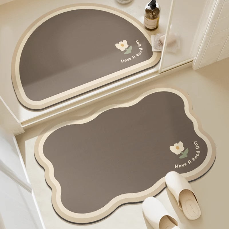 Absorbent Floral Print Bath Mat