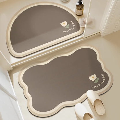 Absorbent Floral Print Bath Mat