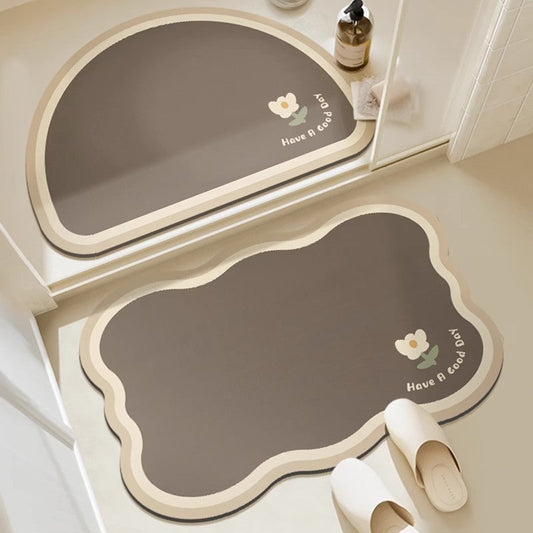 Absorbent Floral Print Bath Mat