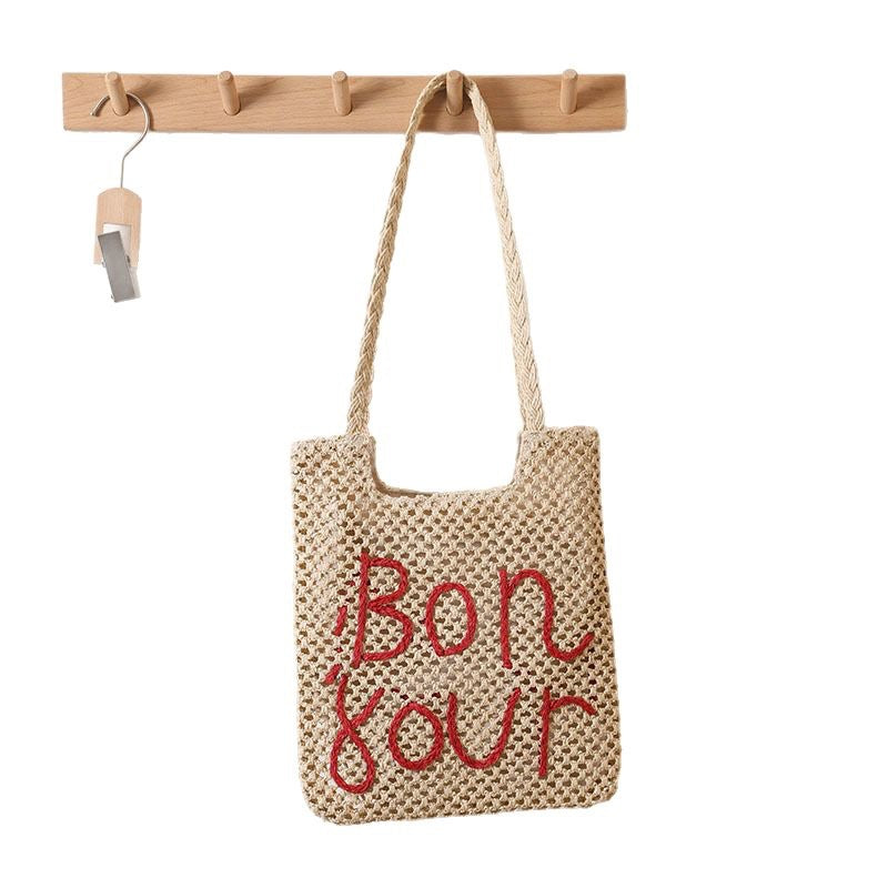 Women's Handmade Basket Bag with Fancy Lettering Karnz