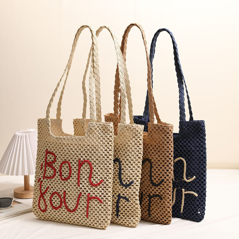 Women's Handmade Basket Bag with Fancy Lettering Karnz