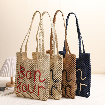 Women's Handmade Basket Bag with Fancy Lettering Karnz