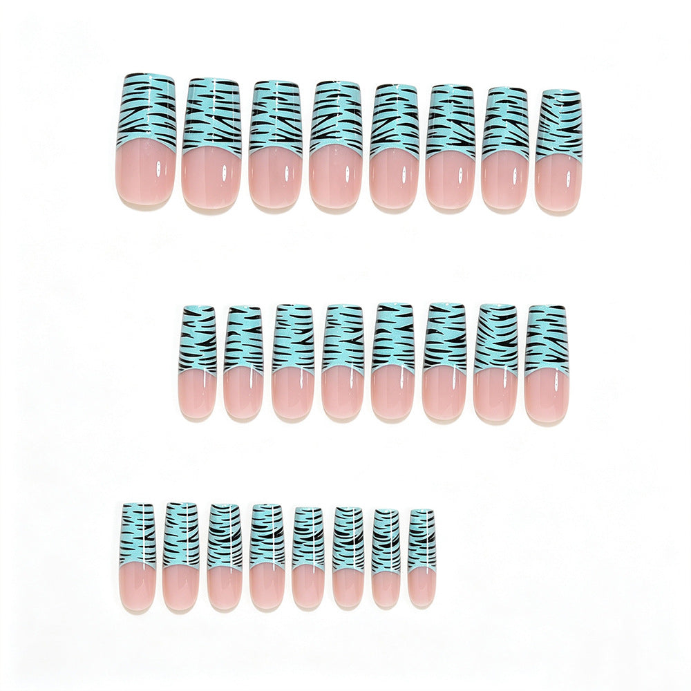 Artistic Long French Tip Nail Art Wraps Acalora