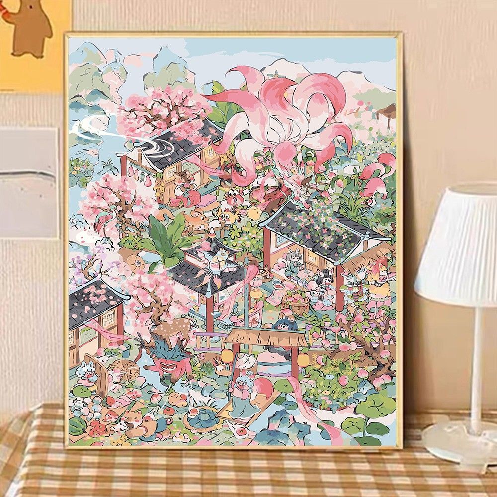 Whimsical Garden Scene Canvas Art