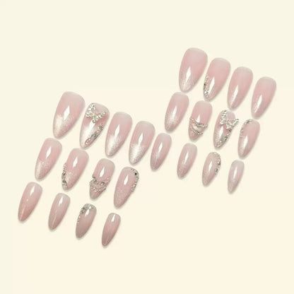 Glamorous Stiletto Press-On Nail Art with Glittering Embellishments Acalora
