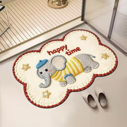 Embroidered Cat-Themed Bath Rug
