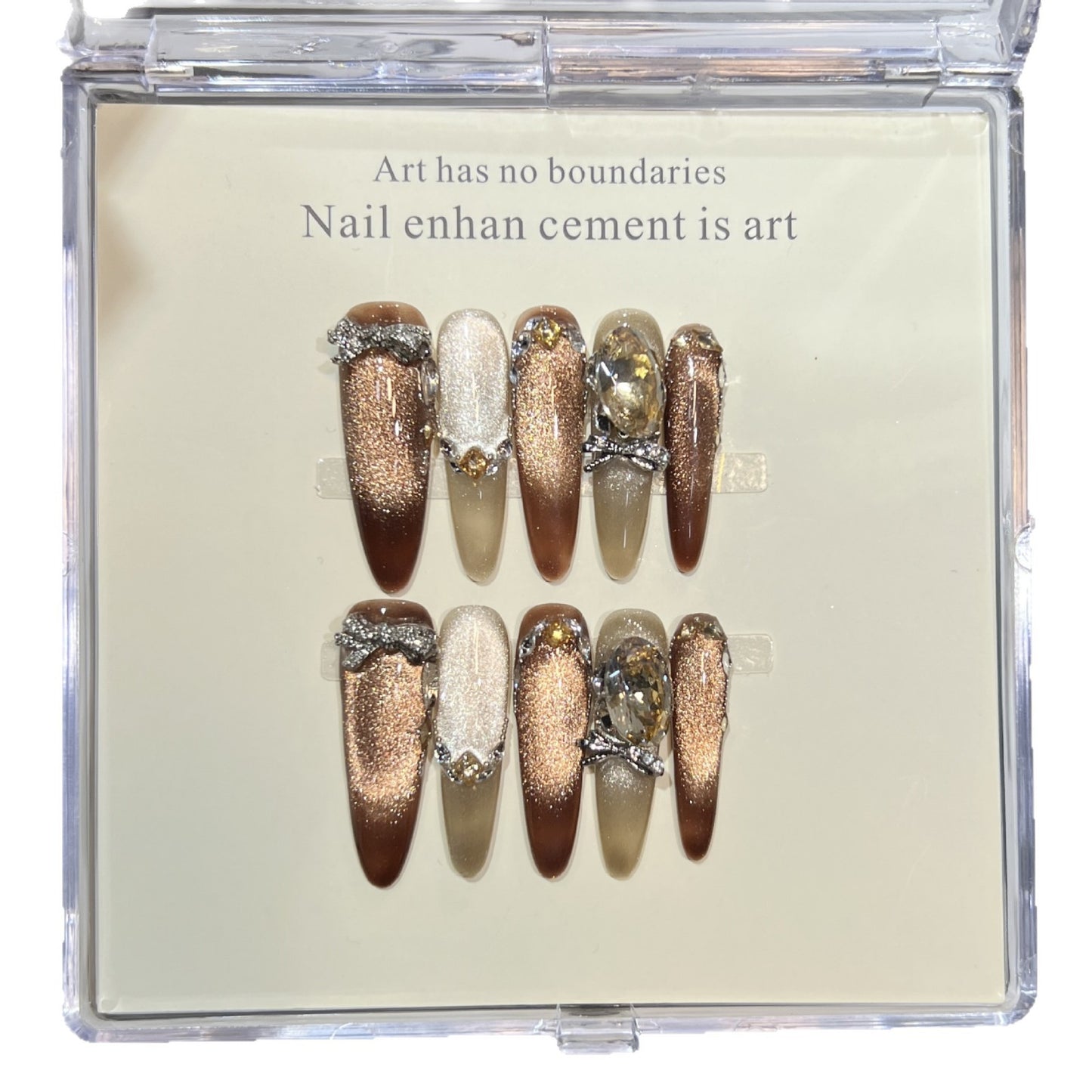 Artistic Stiletto Press-On Nail Set with Gemstone Accents Acalora