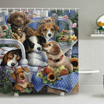 Artistic Dog Illustration Shower Curtain