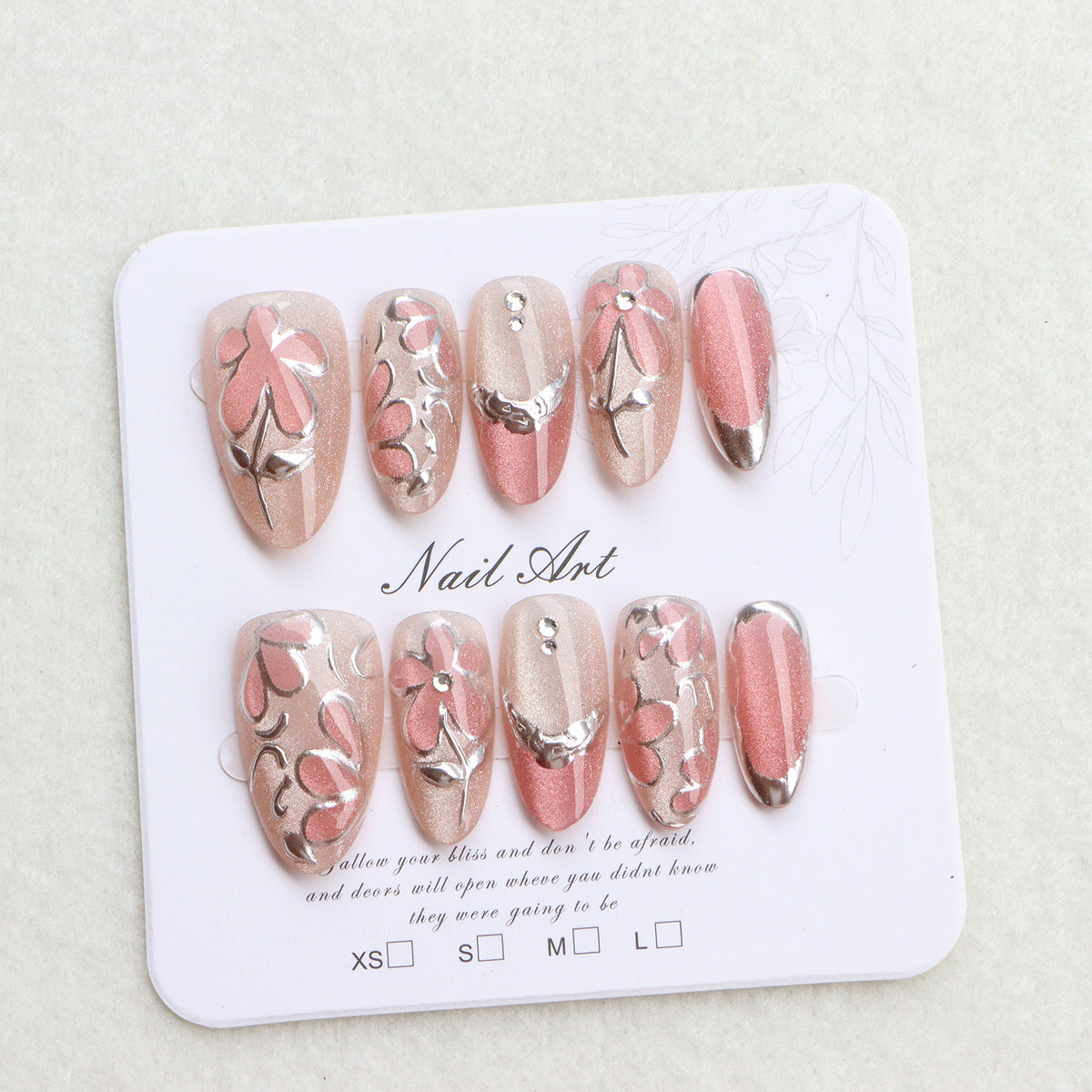 Elegant Floral Design Press-On Nail Set Acalora