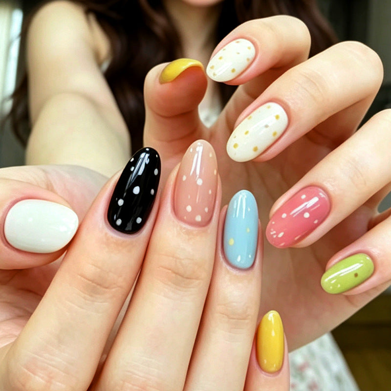 Premium Decorative Press-On Nail Set with Artistic Glitter Effects Acalora