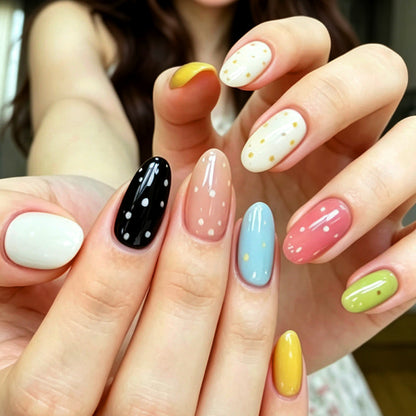 Premium Decorative Press-On Nail Set with Artistic Glitter Effects Acalora