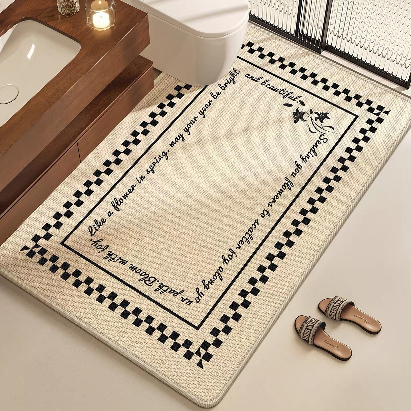 Elegant Floral Bathroom Mat
