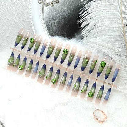 Artificial nails with elegant gradient color and glitter accents Acalora