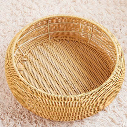 Cat bed with round rattan decoration Acalora