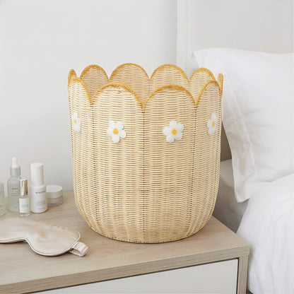 Decorative Scalloped Edge Woven Basket Acalora