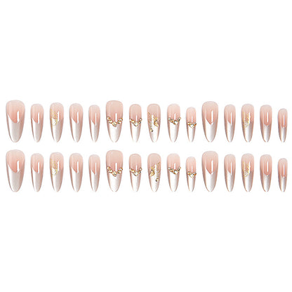 Glamorous art nails with elegant golden details Acalora