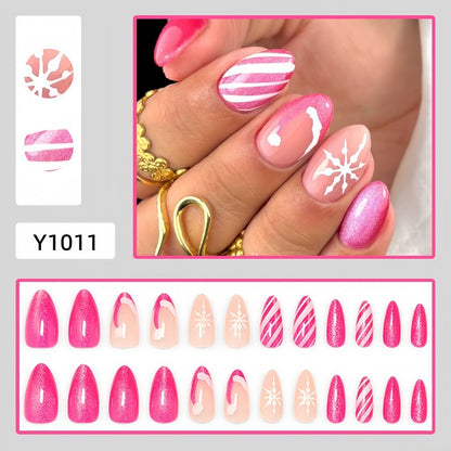 Artificial nails with sparkling glitter and Christmas designs Acalora