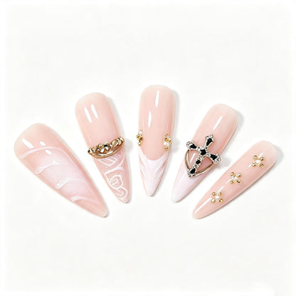 Elegant Stiletto Nail Art Tips with Embellishments Acalora