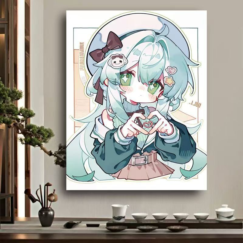 Whimsical Anime Character Canvas Art