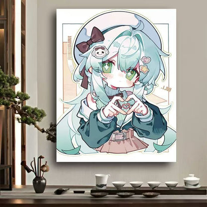 Whimsical Anime Character Canvas Art