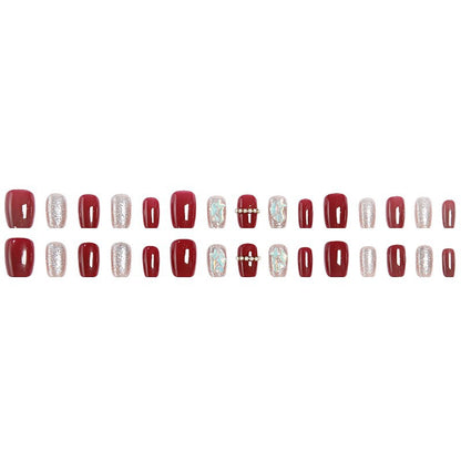 Glamorous artificial nail set with sparkling 3D applications and elegant embellishments Acalora