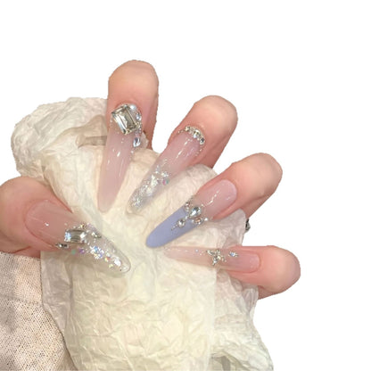 Elegant Stiletto Press-On Nail Art Set with Rhinestone Embellishments Acalora