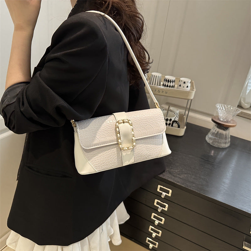 Crocodile Patterned Chain Strap Handbag Acalora