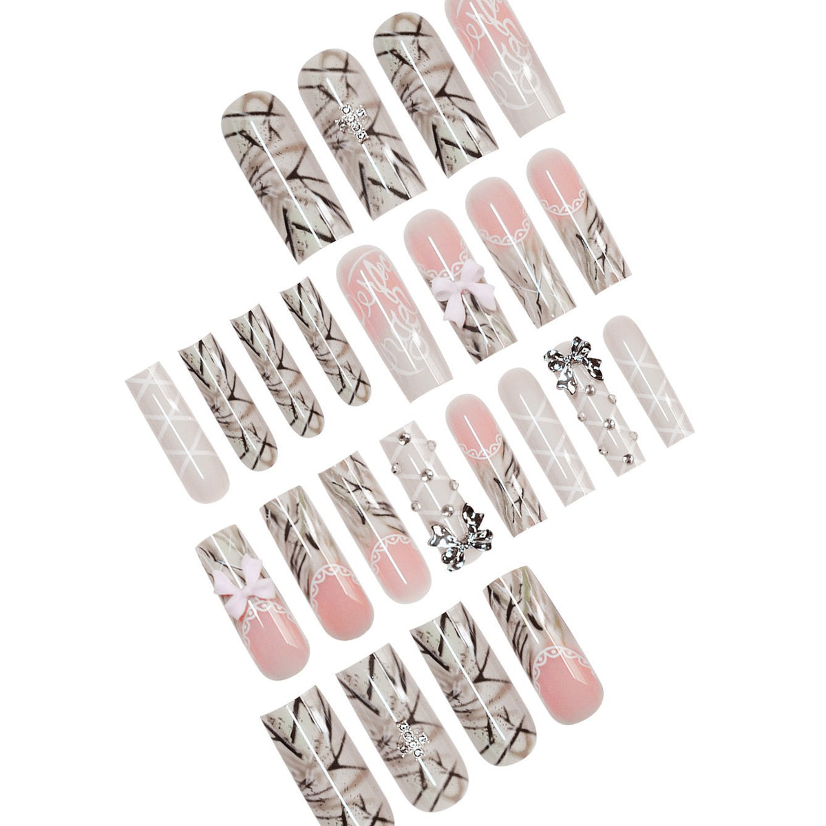 Decorative Long Press-On Nails Acalora