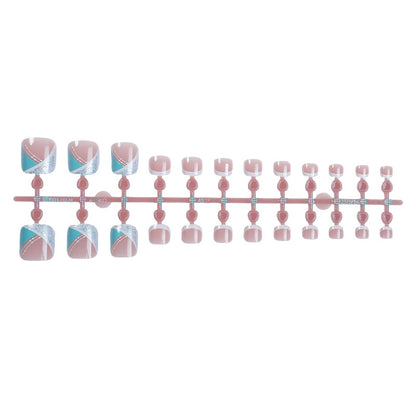Stylish Gel Press-On Nail Set with Geometric Design Acalora