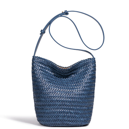 Handwoven Leather Bucket Bag Acalora