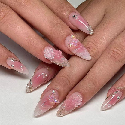 Artificial nail set with elegant blooming 3D decorations Acalora 1788236934