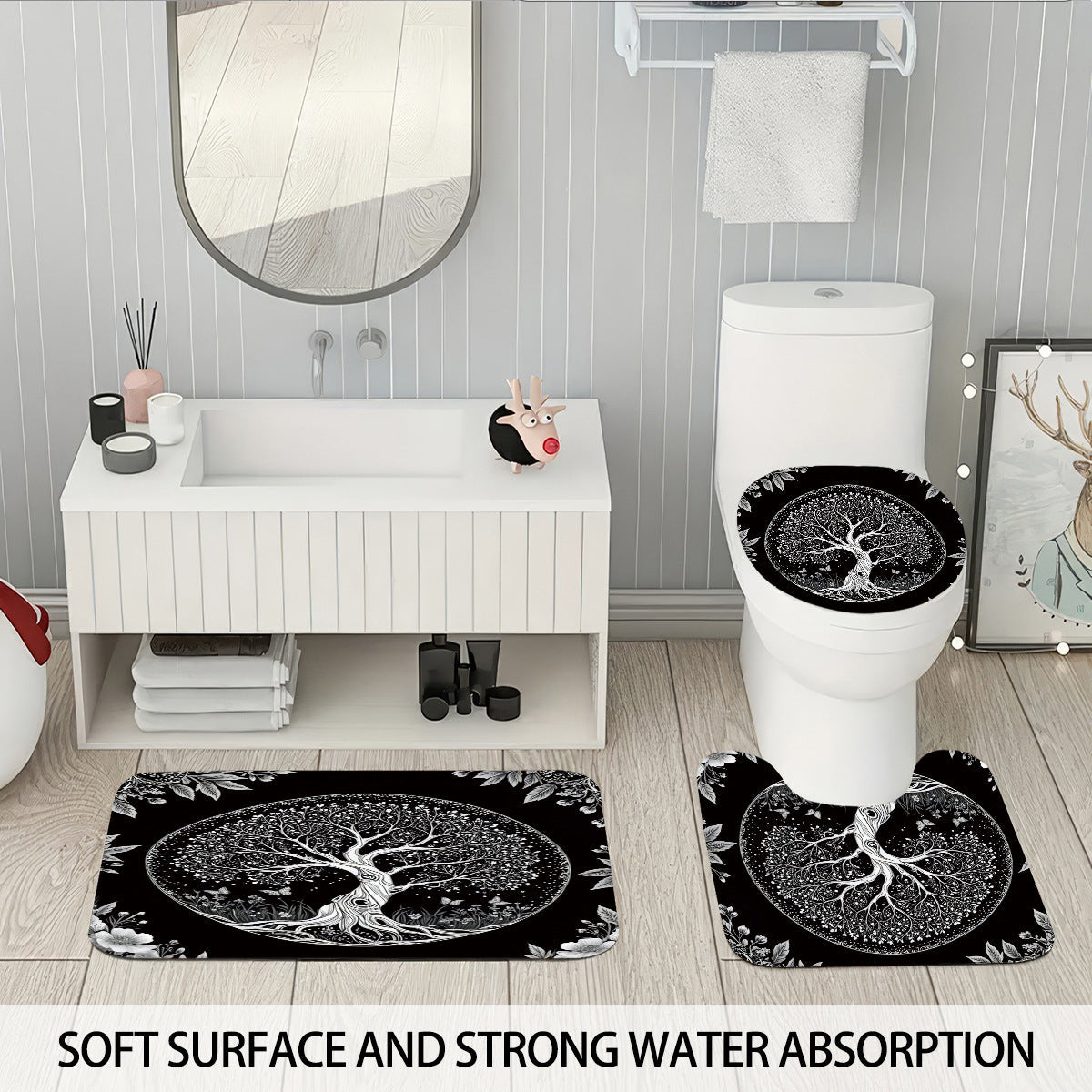 Artistic Tree Design Bathroom Set