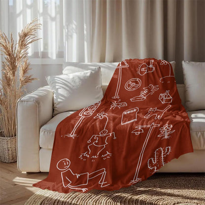 Whimsical Cartoon-Themed Fleece Blanket