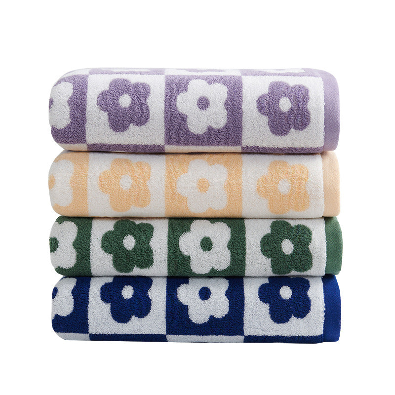 Women's Luxurious Terry Bath Towel with Floral Pattern Karnz