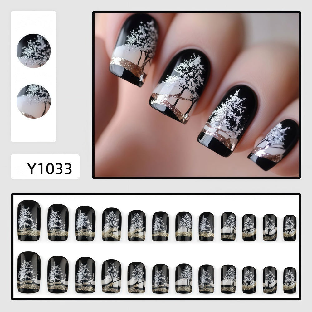 Artificial nails in elegant winter forest design Acalora