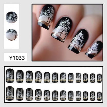 Artificial nails in elegant winter forest design Acalora